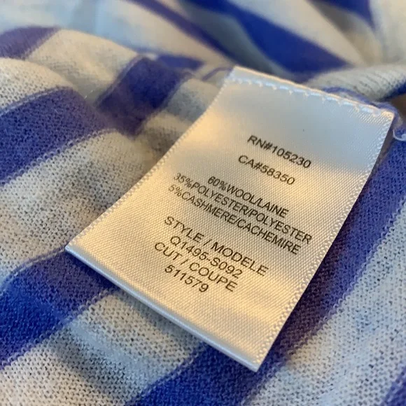 EQUIPMENT FEMME Wool Cashmere Blend Blue Striped Thin Sweater M - Picture 8 of 8